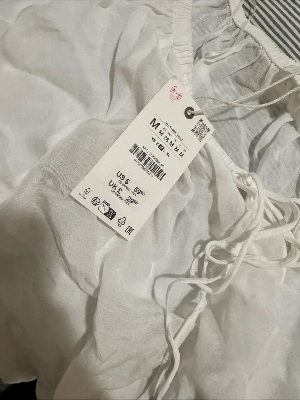 Zara Sheer linen White Blouse